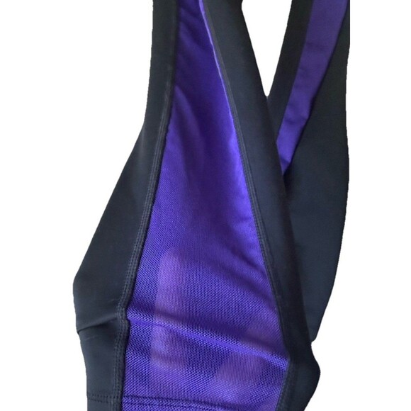 Nike One Crop Mesh Pant Mid Rise Snug Fit Women's M CJ1816 Tight Black Purple - Picture 6 of 9